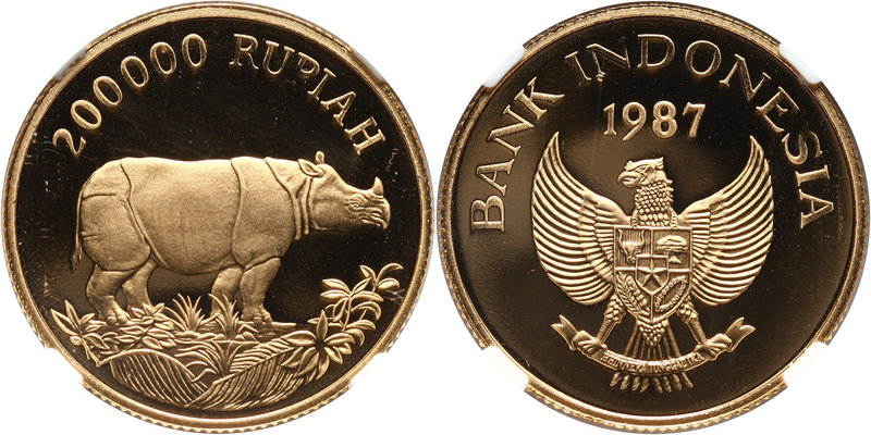 Indonesia, 200000 Rupiah 1987, Javan rhinoceros
Indonezja, 200000 rupii 1987, N...