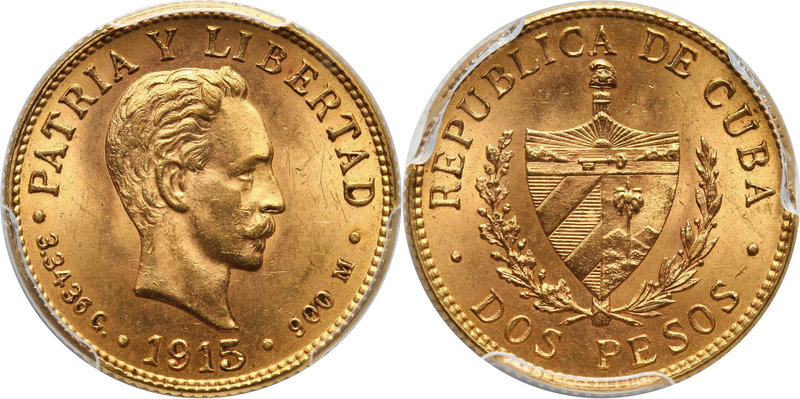Cuba, 2 pesos 1915
Kuba, 2 pesos 1915
 Gold. Scarcer date.&nbsp;
 Złoto. Rzad...