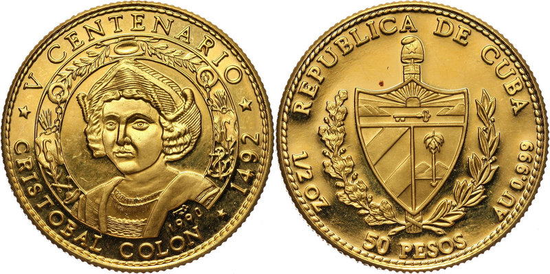 Cuba, 50 pesos 1990, 500th AnniversaryDiscovery of America, Christopher Columbus...