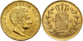 Germany, Baden, Ludwig I, 5 Gulden 1828 D, Munich