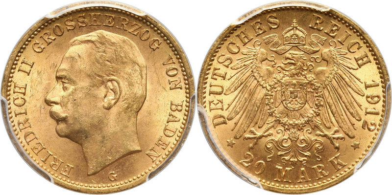 Germany, Baden, Friedrich II, 20 Mark 1912 G, Karlsruhe
Niemcy, Badenia, Fryder...