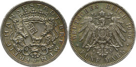 Germany, Bremen, 5 Mark 1904 J, Hamburg