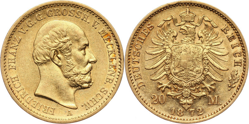Germany, Mecklenburg-Schwerin, Friedrich Franz II, 20 Mark 1872 A, Berlin
Niemc...