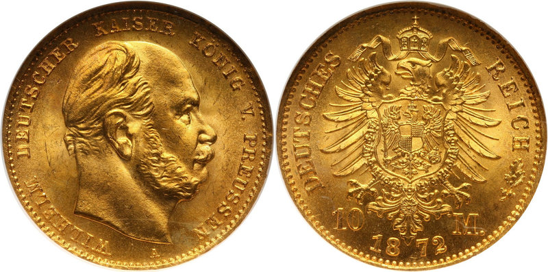 Germany, Prussia, Wilhelm I, 10 Mark 1872 A, Berlin
Niemcy, Prusy, Wilhelm I, 1...