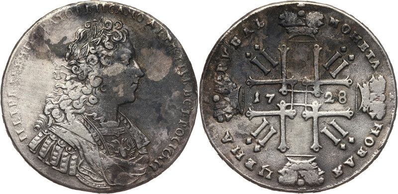 Russia, Peter II, Rouble 1728, Kadashevsky Mint
Rosja, Piotr II, rubel 1728, Ka...