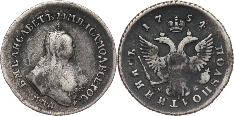 Russia, Elizabeth I, Polupoltinnik 1754 ММД-МБ, Moscow
Rosja, Elżbieta I, półpo...