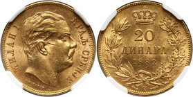 Serbia, Milan I, 20 Dinara 1882 V, Vienna