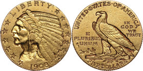 USA, 5 Dollars 1908 S, San Francisco, Indian head