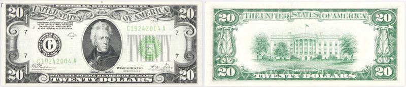 USA, Federal Reserve Note - Chicago, 20 Dollars 1928 G
Stany Zjednoczone Ameryk...