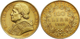 Vatican, Pius IX, 100 Lire 1866 XXIR, Rome