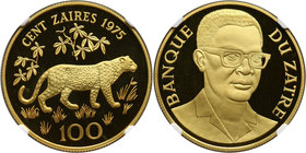 Zaire, 100 Zaires 1975, Leopard, PROOF