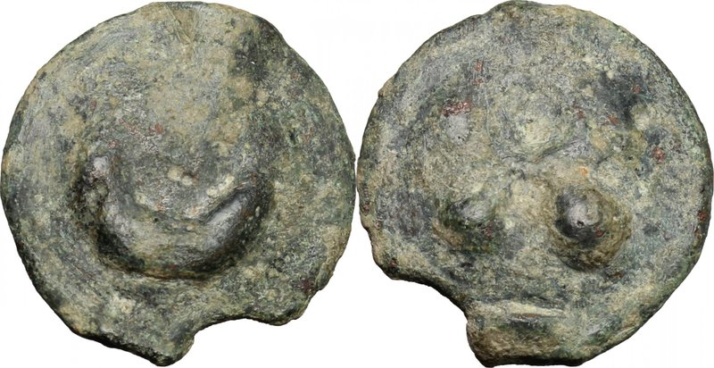 Greek Italy. Northern Apulia, Luceria. Cast AE reduced Semuncia, 217-212 BC. D/ ...