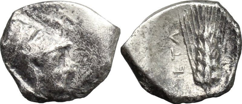 Greek Italy. Southern Lucania, Metapontum. AR Diobol, 325-275 BC. D/ Head of Ath...