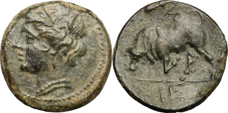 Greek Italy. Southern Lucania, Thurium. AE 17mm, 3rd century BC. D/ Head of Deme...