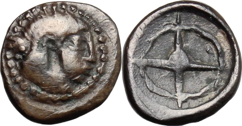 Sicily. Syracuse. AR Litra, 480-470 BC. D/ Head of Arethusa right. R/ Wheel with...