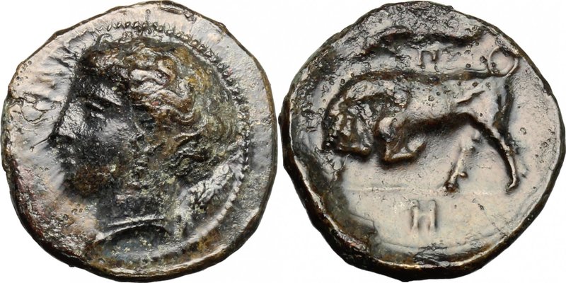 Sicily. Syracuse. Agathokles (317-289 BC). AE 16mm, 317-310 BC. D/ Head of Perse...
