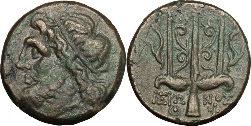 Sicily. Syracuse. Hieron II (274-216 BC). AE 18mm. D/ Head of Poseidon left, wea...