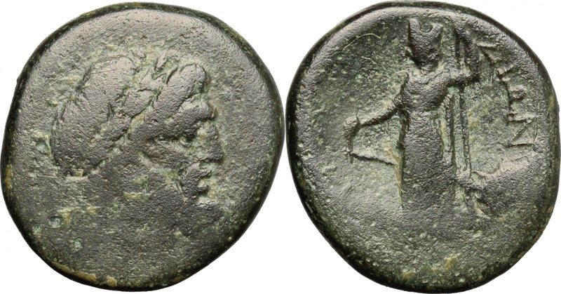 Sicily. Syracuse. Under Roman Rule, after 212 BC. AE 23 mm. D/ Head of Zeus righ...