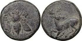 Greek Asia. Ionia, Ephesus. AE 13mm, 387-295 BC. D/ Bee. R/ Stag about to lay down left, head right. SNG Cop. 247-253. AE. g. 2.43 mm. 13.00 Earthy gr...
