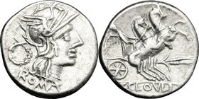 T. Cloelius. AR Denarius, 128 BC. D/ Head of Roma right, helmeted; behind, wreath. R/ Victoria in biga right; below, corn-ear. Cr. 260/1. AR. g. 3.86 ...