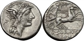 D. Iunius Silanus L.f. AR Denarius, 91 BC. D/ Head of Roma right, helmeted. R/ Victoria in biga right. Cr. 337/3. AR. g. 3.80 mm. 17.00 Lightly toned,...