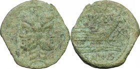 L. Titurius Sabinus. AE As, 89 BC. D/ Head of Janus, laureate. R/ Prow right; to right, Victory holding wreath. Cr. 344/4. AE. g. 10.24 mm. 27.00 Ligh...