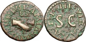 Augustus (27 BC - 14 AD). AE Quadrans, 9 BC. D/ Clasped hands holding caduceus. R/ Large SC surrounded by legend. RIC (2nd ed.) 420. AE. g. 2.95 mm. 1...