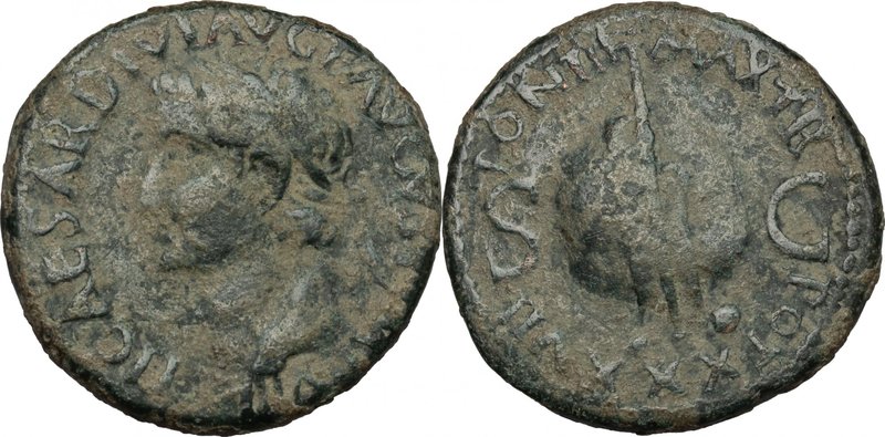 Tiberius (14-37). AE As, 35-36. D/ Head of Tiberius left, laureate. R/ Rudder pl...