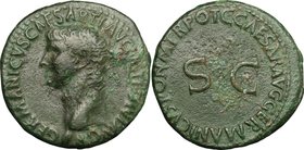 Germanicus (died 19 AD). AE As, struck under Caligula, 37-38. D/ Head left. R/ Large SC surrounded by legend. RIC (2nd ed.; Caligula) 35. AE. g. 10.41...