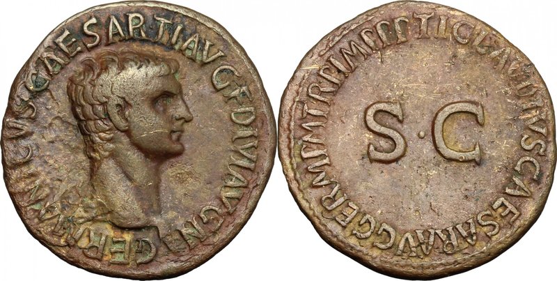 Germanicus (died in 19 AD). AE As, struck under Claudius, 50-54. D/ Head right. ...