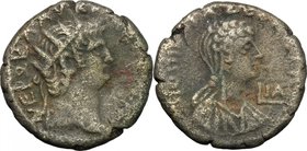 Nero (54-68). BI Tetradrachm, Alexandria mint, 64-65. D/ Head right radiate. R/ Bust of Poppea right, draped. Kampmann 14.85. BI. g. 11.58 mm. 24.00 T...