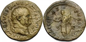 Vespasian (69-79). AE Dupondius, 76 AD. D/ Head right, radiate. R/ Felicitas standing left, holding caduceus and cornucopiae. RIC (2nd ed.) 887. AE. g...