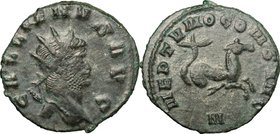 Gallienus (253-268). BI Antoninianus, 260-268. D/ Head right, radiate. R/ Hippocamp or capricorn right. RIC 245. BI. g. 3.09 mm. 21.00 Some bluish-gre...