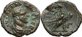 Claudius II Gothicus (268-270). BI Tetradrachm, Alexandria mint, 270 AD. D/ Bust right, laureate, draped, cuirassed. R/ Eagle standing right, head lef...