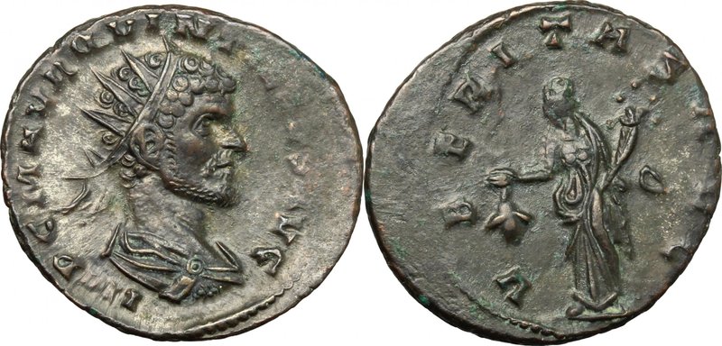 Quintillus (270 AD). BI Antoninianus, Siscia mint, 270 AD. D/ Bust right, radiat...