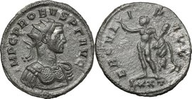 Probus (276-282). AE Antoninianus, 276-282. D/ Bust right, radiate, cuirassed. R/ Hercules standing left, holding olive-branch, club and lion's skin. ...