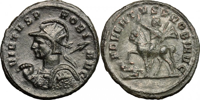 Probus (276-282). BI Antoninianus, 276-282. D/ Bust left, radiate and helmeted, ...