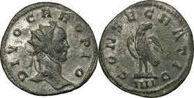 Carus (282-283). BI Antoninianus, 283 BC. D/ Head of Divus Carus right, radiate. R/ Eagle standing left, head right. RIC 29. BI. g. 3.76 mm. 22.00 Ton...