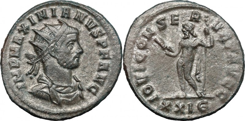 Maximian (286-310). BI Antoninianus, Rome mint, 285-286. D/ Bust right, radiate,...