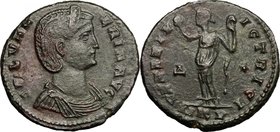 Galeria Valeria, wife of Galerius (died 315 AD). AE Follis, Cyzicus mint, 309-310. D/ Bust right, draped, diademed. R/ Venus standing facing, head lef...