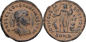 Constantine II as Caesar (317-337). AE 19mm, Nicomedia mint, 321-324. D/ Bust right, laureate, draped, cuirassed. R/ Jupiter standing left, wearing ch...