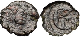 Leo I (457-474). AE 10mm, Thessalonika mint, 457-474. D/ Head right, diademed, draped, cuirassed. R/ Monogram within wreath. RIC 681. AE. g. 0.95 mm. ...