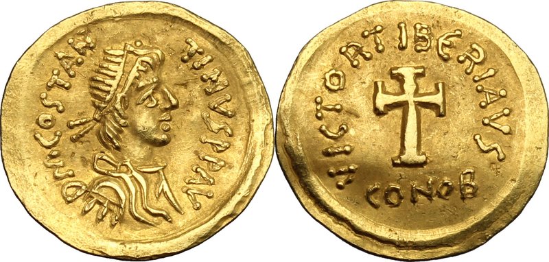 Tiberius II Constantine (578-582). AV Tremissis, Constantinople mint, 578-582. D...