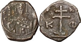 Alexius I, Comnenus (1081-1118). AE Tetarteron, Thessalonica mint, 1081-1118. D/ Bust facing, crowned, wearing loros and holding jeweled scepter and g...