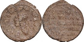 PB Seal, c. 8th century. D/ Bust right, bearded. R/ Inscription in five lines. PB. g. 6.48 mm. 22.00 Good F.