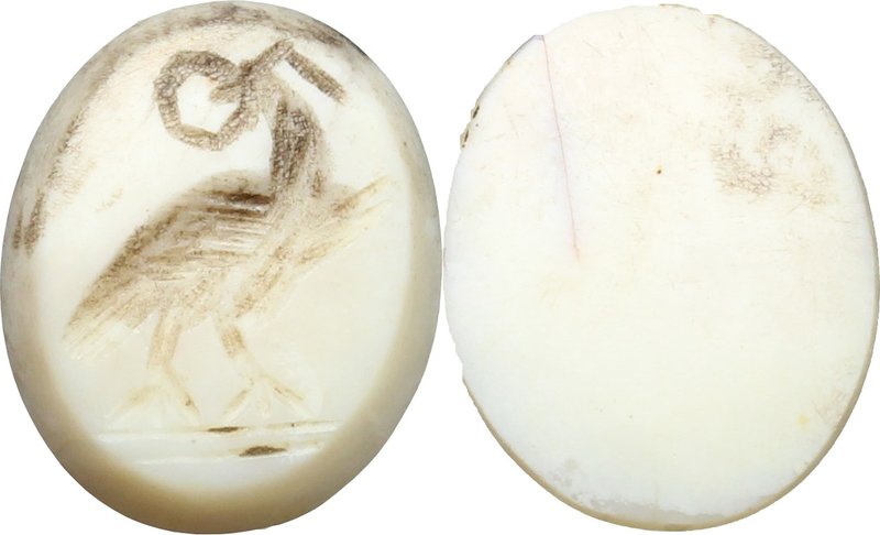 Jasper intaglio, engraved with eagle.
 Roman period, 1st century BC-1st century...