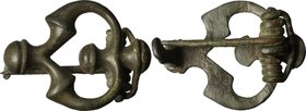 Bronze open-work fibula.
 Roman period, 1st-3rd century BC.
 42 x 20 mm.