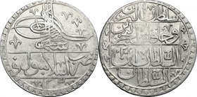 Ottoman Empire. Selim III (1203-1222 a.H., 1789-1807). AR Yuzluk, Constantinople mint, dated 1203 and year 20. KM 507. AR. g. 31.76 mm. 43.00 Some wee...