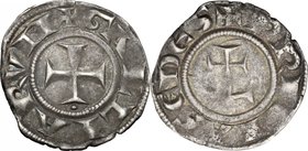 France. Anonymous issue of the Archbishop of Burgundy. AR Denar, Lyon mint, 1200-1260. B. 1132. AR. g. 1.25 mm. 18.00 Toned. About VF.