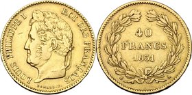 France. Louis Philippe I (1830-1848). AV 40 Francs 1831, Paris mint. KM 747.1. AV. g. 12.83 mm. 26.00 VF/About VF.